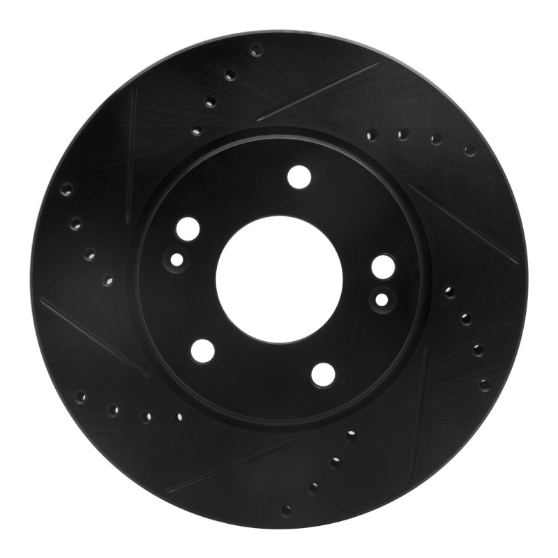 R1 17-22 Hyundai Ioniq Front Left Drilled & Slotted Black Brake Rotor