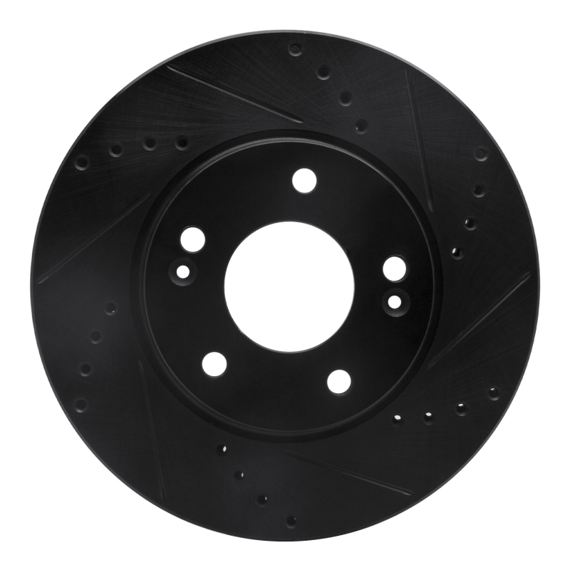 R1 17-22 Hyundai Ioniq Front Right Drilled & Slotted Black Brake Rotor