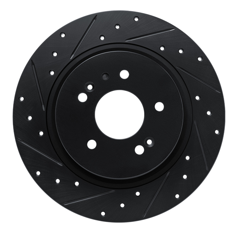 R1 -25 Hyundai Palisade Rear Left Drilled & Slotted Black Brake Rotor