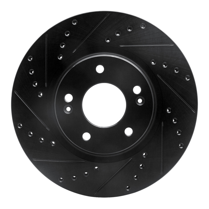 R1 20-25 Hyundai Kona Front Left Drilled & Slotted Black Brake Rotor