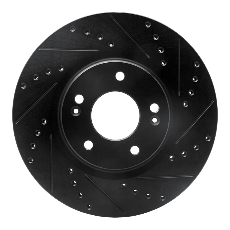R1 20-25 Hyundai Kona Front Right Drilled & Slotted Black Brake Rotor