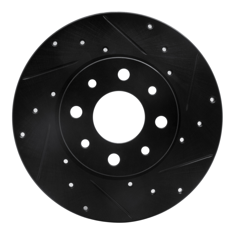 R1 13-19 Fiat 500E Rear Right Drilled & Slotted Black Brake Rotor