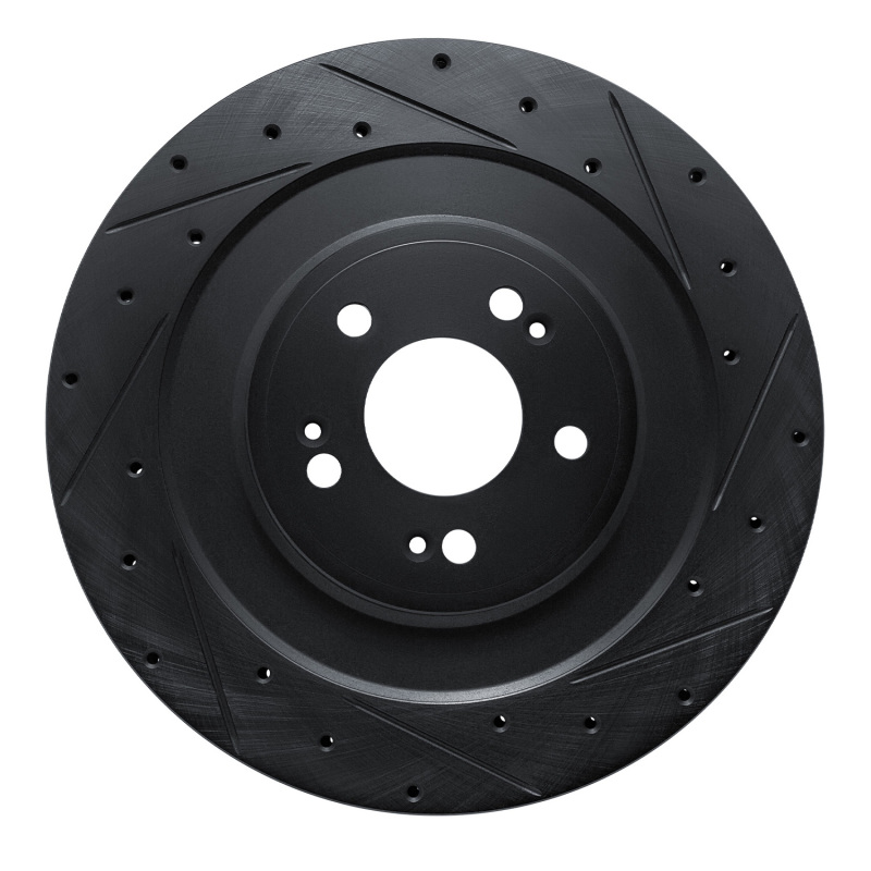 R1 21-26 Genesis GV70 Rear Right Drilled & Slotted Black Brake Rotor