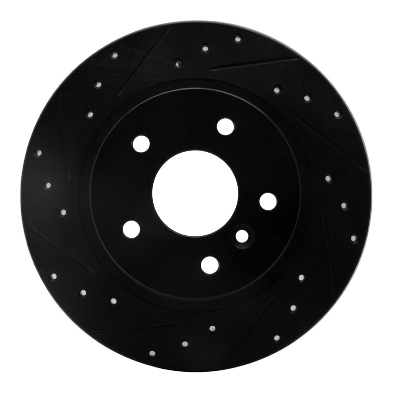R1 94-04 Land Rover Discovery Rear Left Drilled & Slotted Black Brake Rotor