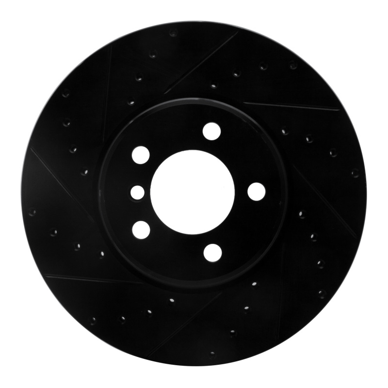 R1 02-05 Land Rover Freelander Front Left Drilled & Slotted Black Brake Rotor