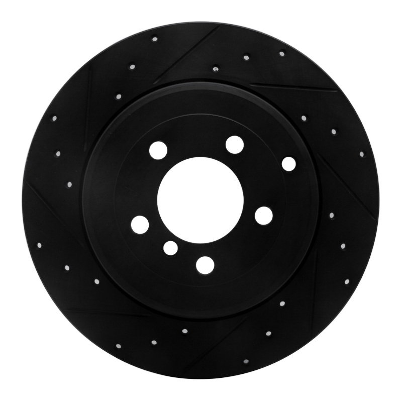 R1 03-05 Land Rover Range Rover Rear Left Drilled & Slotted Black Brake Rotor