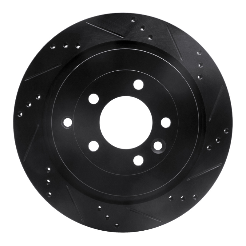 R1 05-16 Land Rover Discovery (Latin America) Rear Right Drilled & Slotted Black Brake Rotor