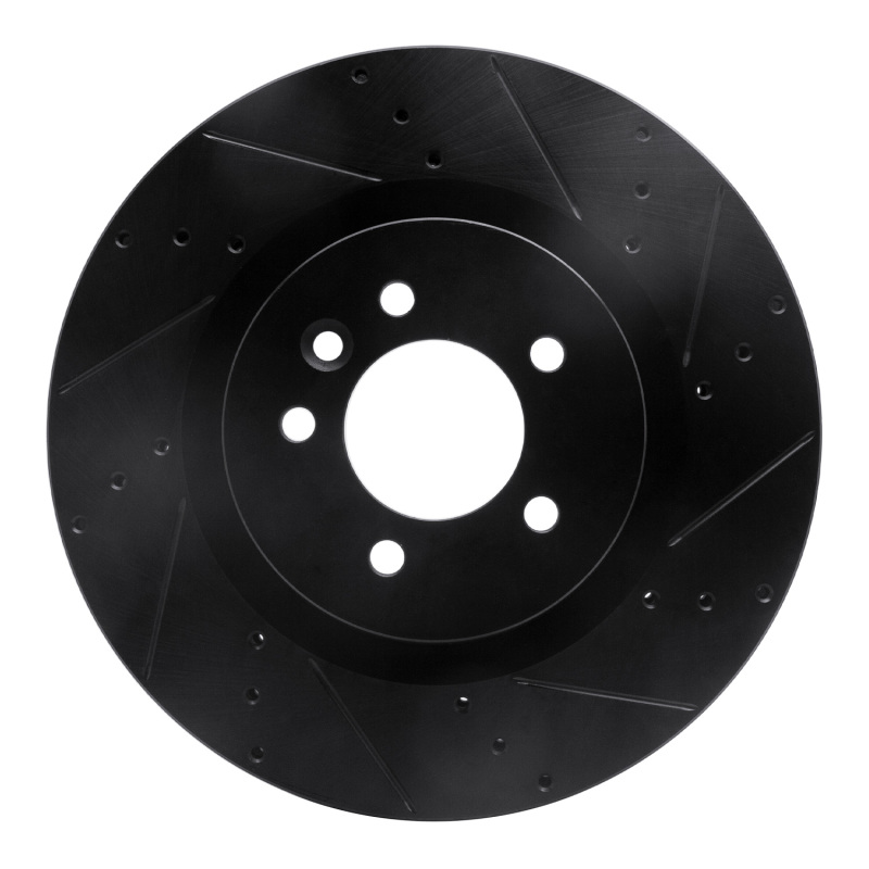 R1 06-17 Land Rover Discovery (Latin America) Front Right Drilled & Slotted Black Brake Rotor