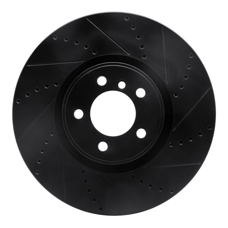 R1 10-12 Land Rover Range Rover Front Right Drilled & Slotted Black Brake Rotor
