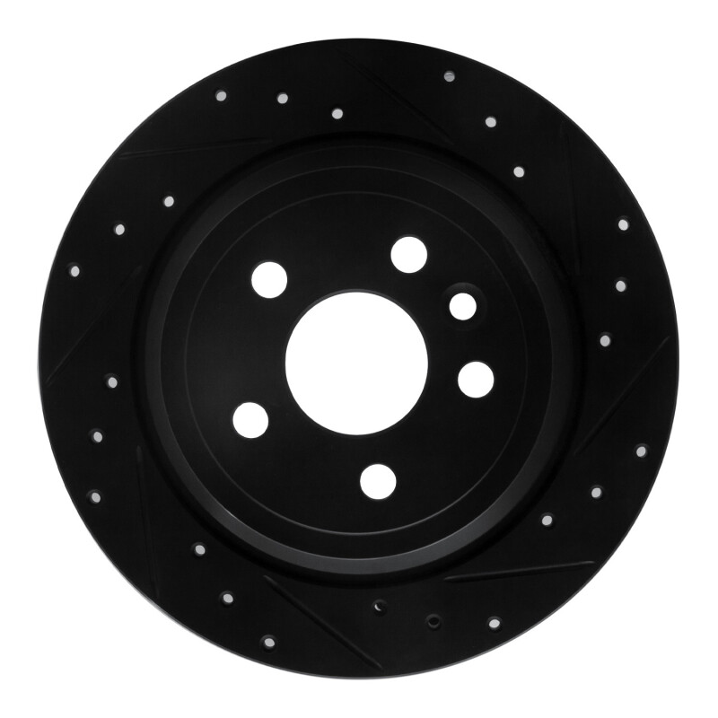 R1 13-15 Land Rover LR2 Rear Right Drilled & Slotted Black Brake Rotor