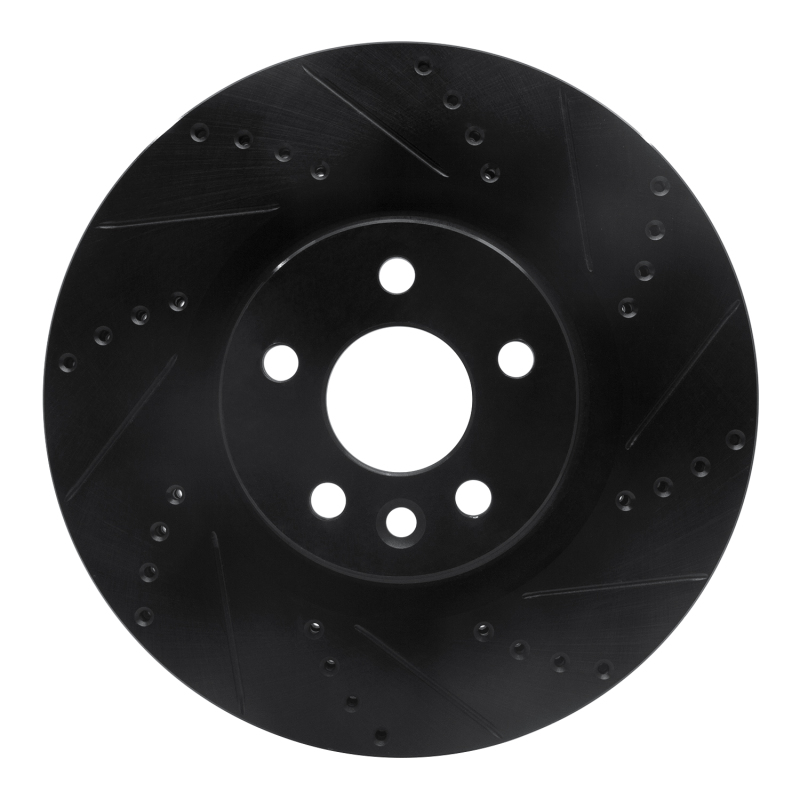 R1 15-19 Jaguar E-Pace Front Right Drilled & Slotted Black Brake Rotor
