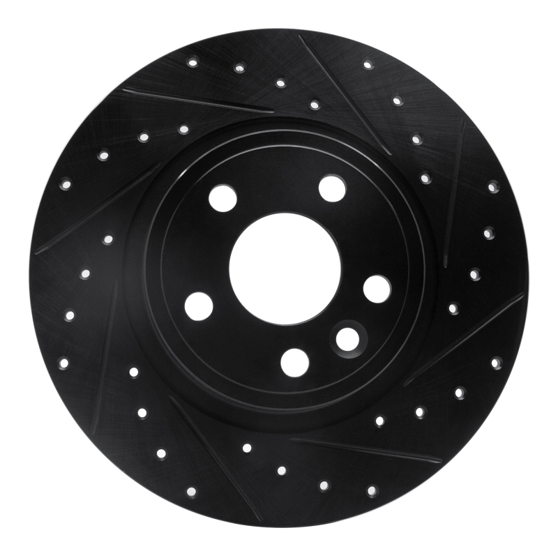 R1 15-20 Jaguar E-Pace Rear Right Drilled & Slotted Black Brake Rotor