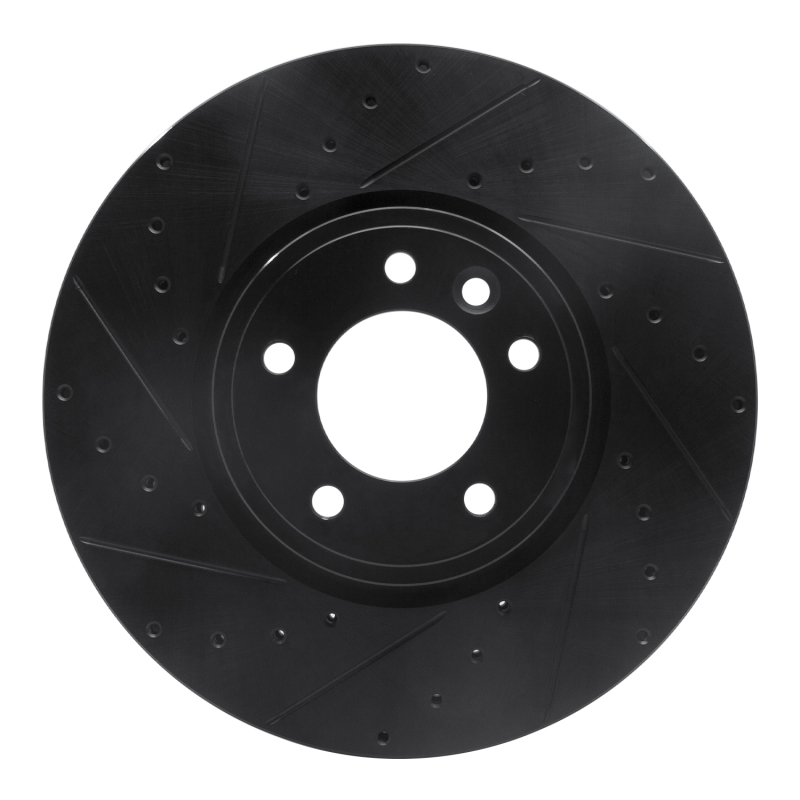 R1 18-20 Land Rover Range Rover Front Left Drilled & Slotted Black Brake Rotor