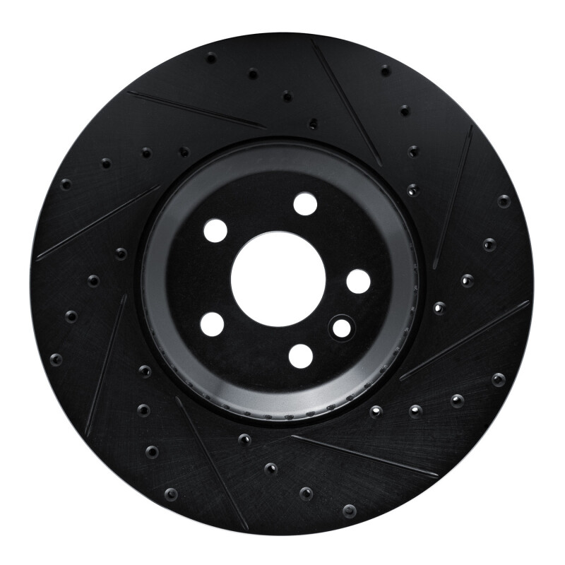 R1 20-25 Jaguar E-Pace Front Right Drilled & Slotted Black Brake Rotor