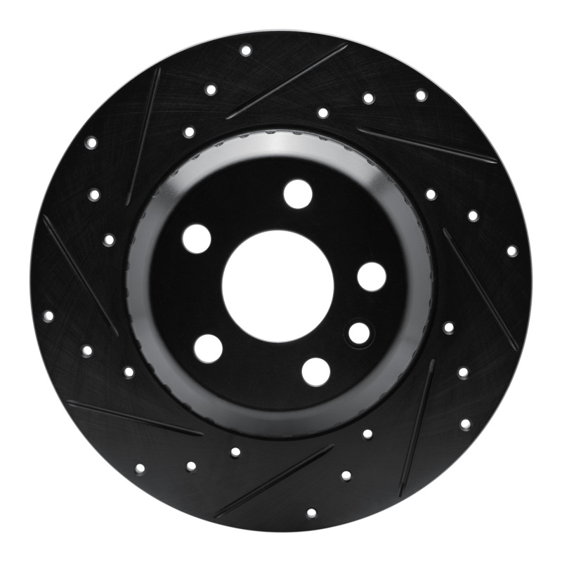 R1 20-22 Jaguar E-Pace Rear Left Drilled & Slotted Black Brake Rotor