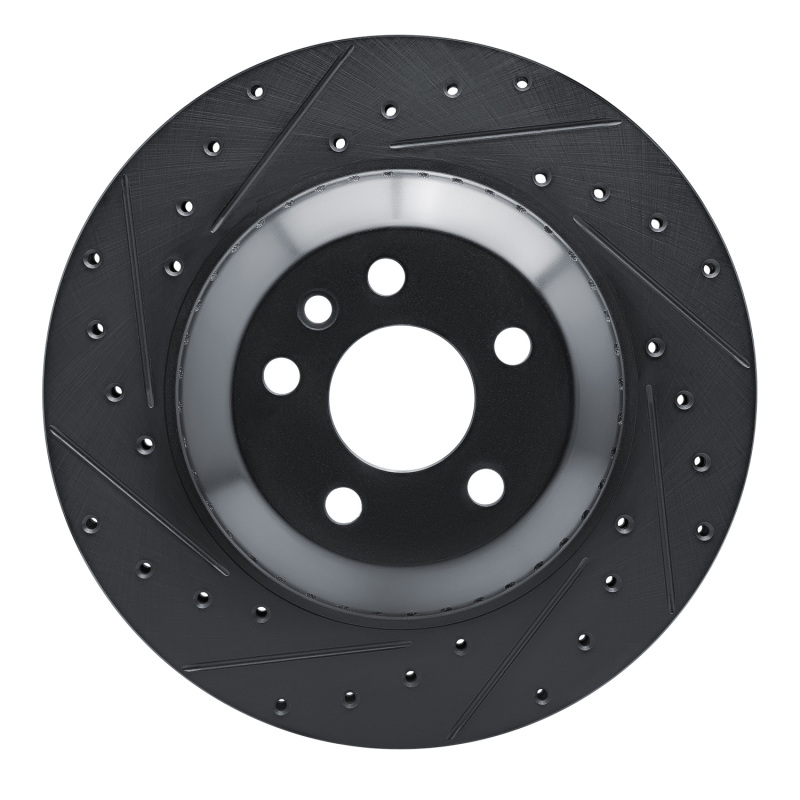 R1 20-26 Jaguar I-Pace Rear Left Drilled & Slotted Black Brake Rotor