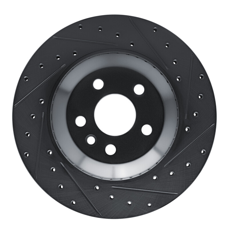 R1 20-26 Jaguar F-Pace Rear Right Drilled & Slotted Black Brake Rotor