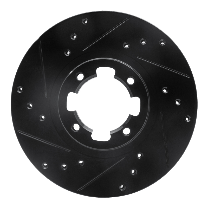 R1 85-94 Subaru GL-10 Front Left Drilled & Slotted Black Brake Rotor