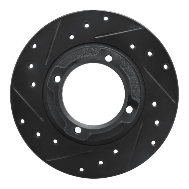 R1 85-91 Subaru GL-10 Rear Left Drilled & Slotted Black Brake Rotor