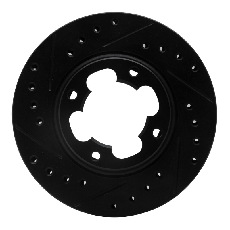 R1 87-94 Subaru Justy Front Left Drilled & Slotted Black Brake Rotor