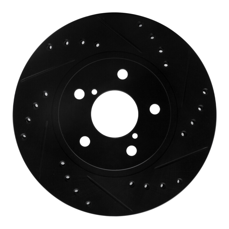 R1 90-01 Subaru Impreza Front Right Drilled & Slotted Black Brake Rotor