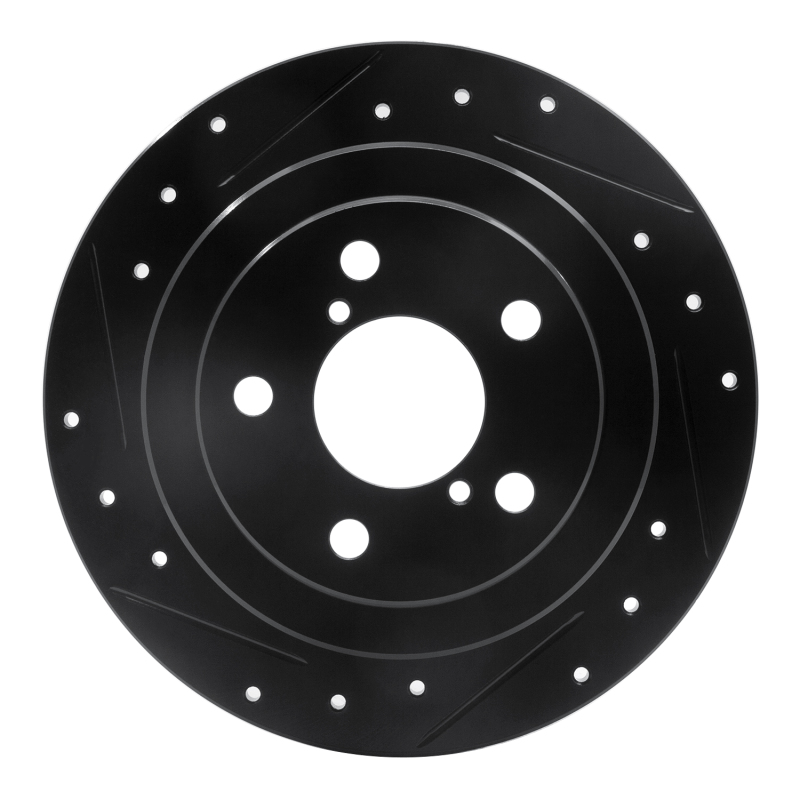 R1 90-08 Saab 9-2X Rear Left Drilled & Slotted Black Brake Rotor