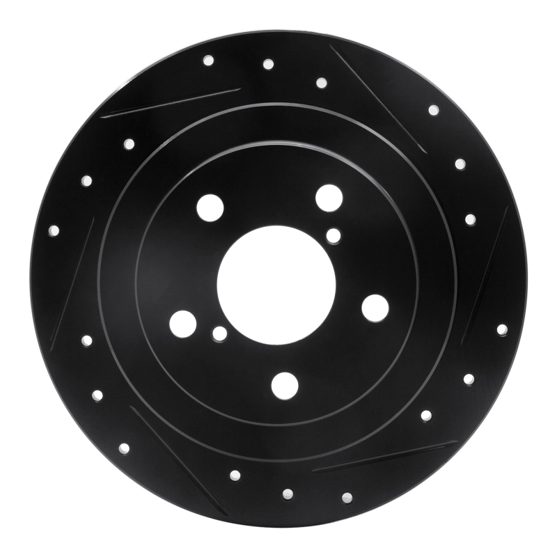 R1 90-08 Saab 9-2X Rear Right Drilled & Slotted Black Brake Rotor