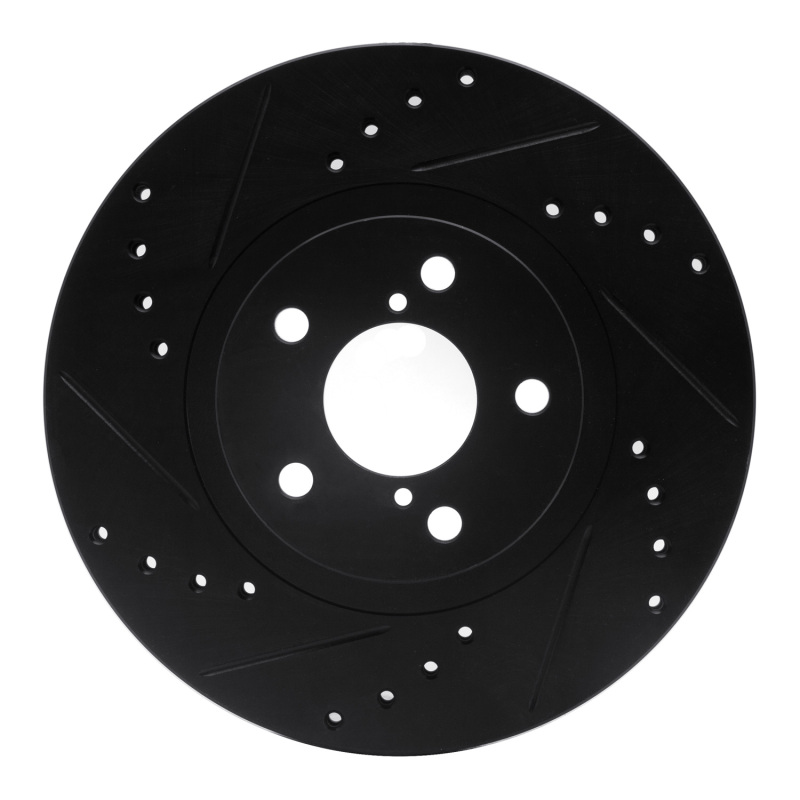 R1 90-16 Saab 9-2X Front Left Drilled & Slotted Black Brake Rotor