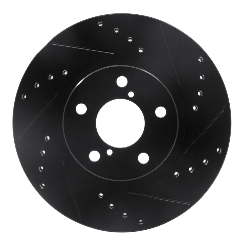 R1 90-16 Saab 9-2X Front Right Drilled & Slotted Black Brake Rotor