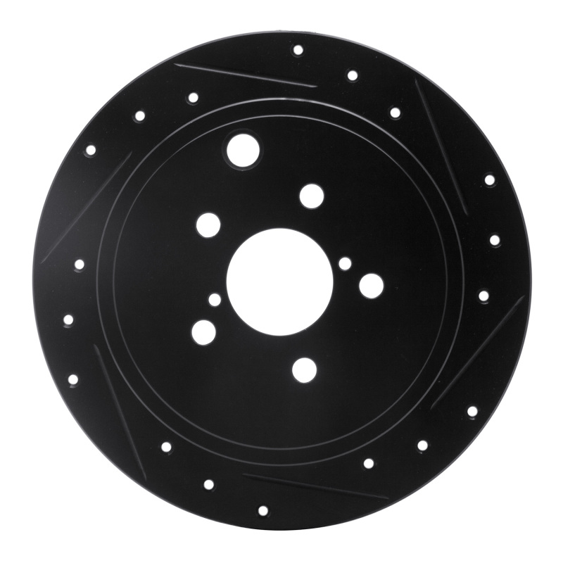 R1 08-15 Subaru Outback Rear Right Drilled & Slotted Black Brake Rotor