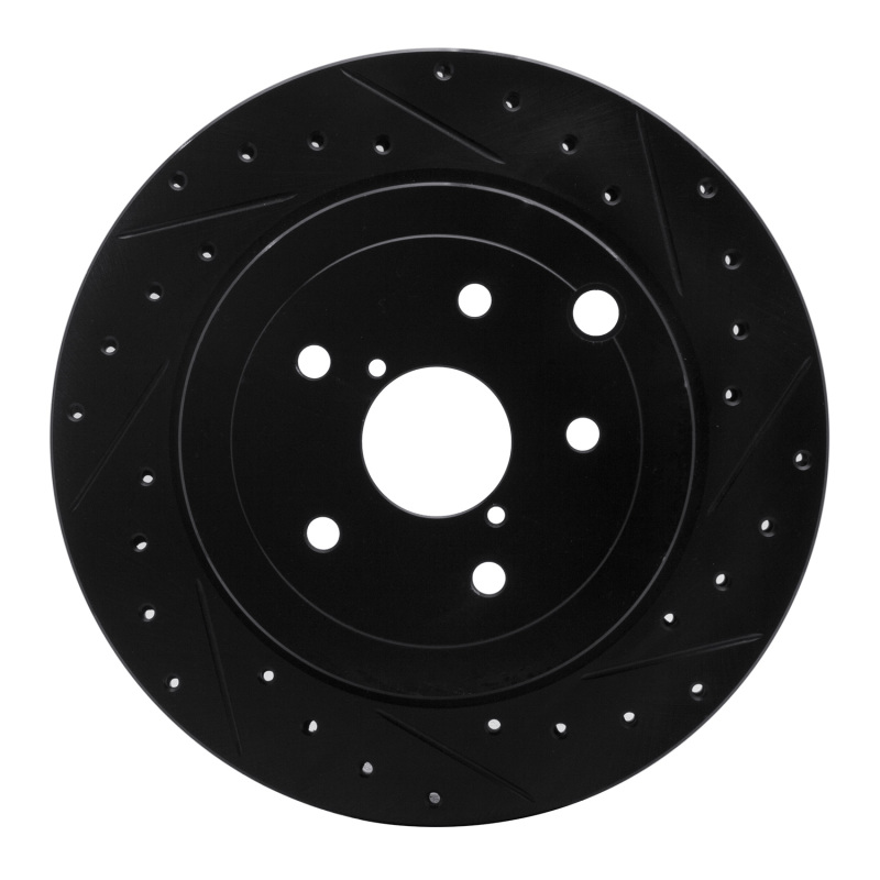 R1 08-20 Subaru Impreza Rear Right Drilled & Slotted Black Brake Rotor