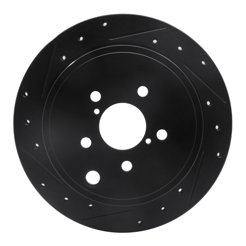 R1 10-25 Scion FR-S Rear Left Drilled & Slotted Black Brake Rotor