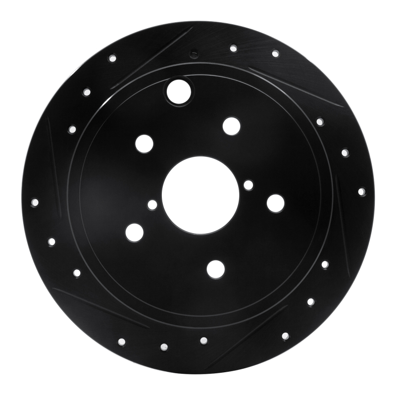 R1 15-21 Subaru WRX Rear Left Drilled & Slotted Black Brake Rotor