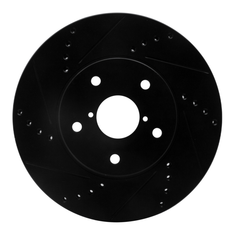 R1 15-19 Subaru Legacy Front Left Drilled & Slotted Black Brake Rotor