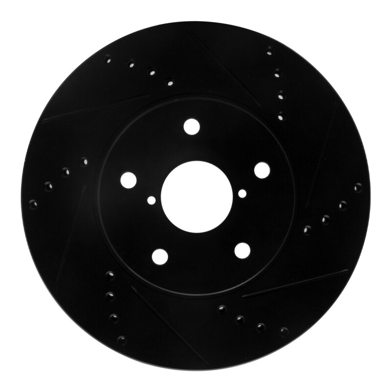 R1 15-19 Subaru Legacy Front Right Drilled & Slotted Black Brake Rotor