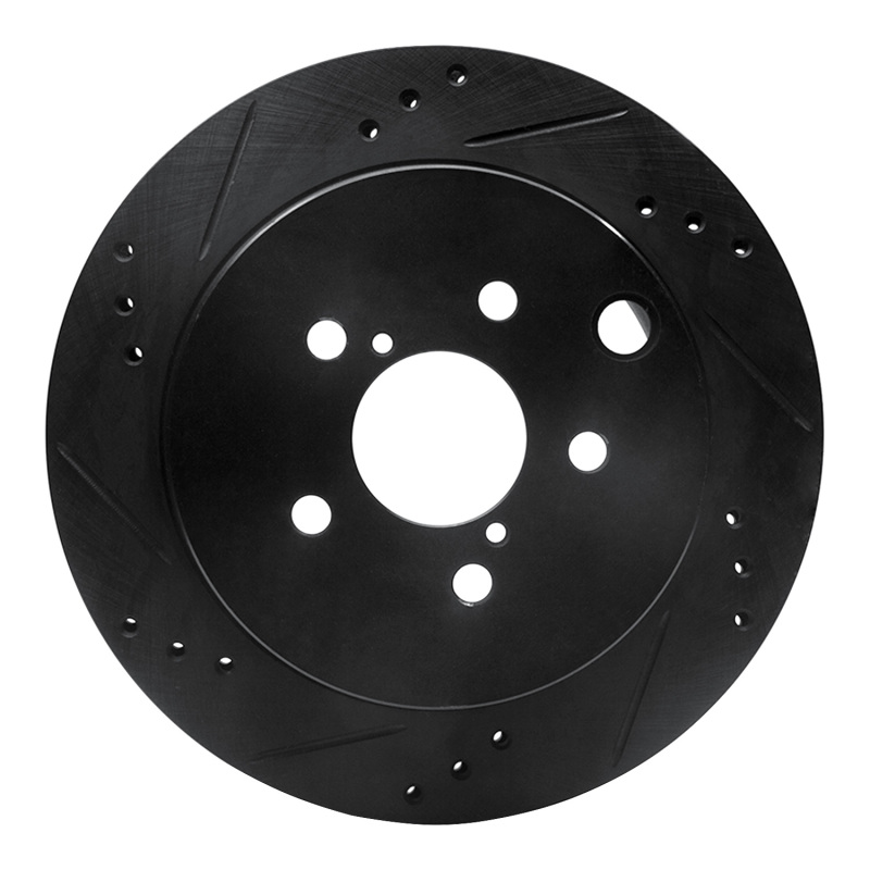 R1 14-18 Subaru Forester Rear Left Drilled & Slotted Black Brake Rotor