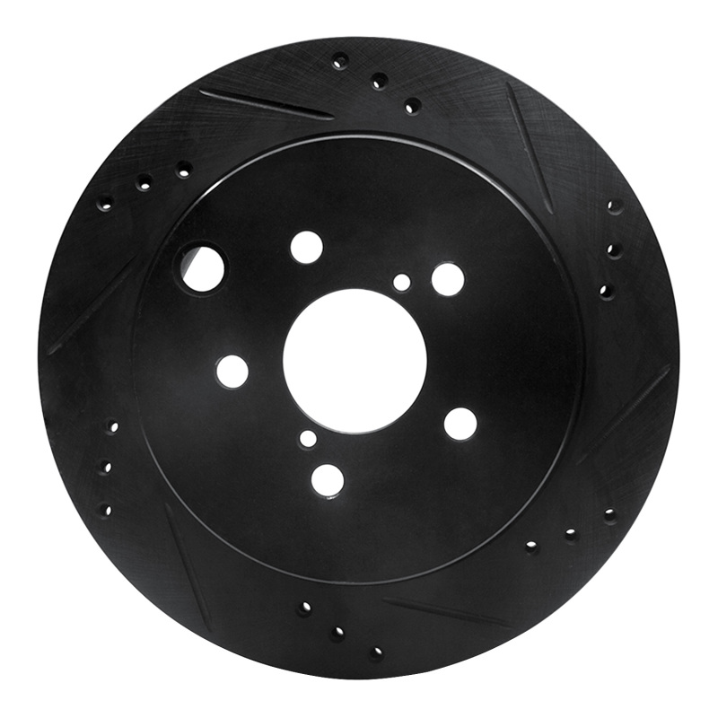 R1 14-18 Subaru Forester Rear Right Drilled & Slotted Black Brake Rotor