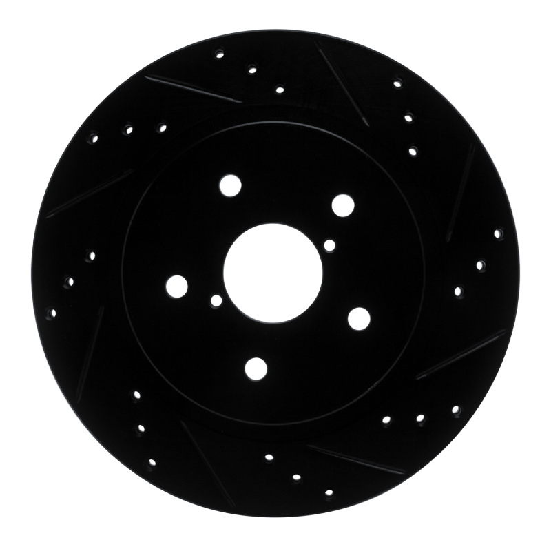 R1 15-25 Subaru Outback Rear Right Drilled & Slotted Black Brake Rotor