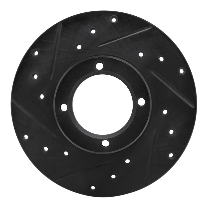 R1 80-83 Subaru GLF Front Left Drilled & Slotted Black Brake Rotor