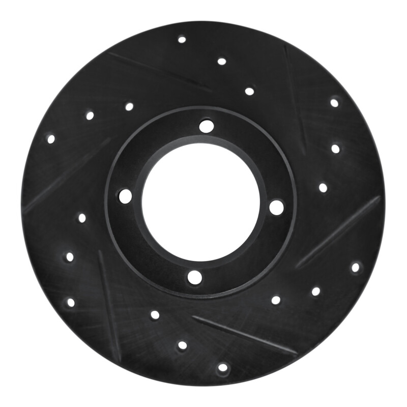 R1 80-83 Subaru GL Front Right Drilled & Slotted Black Brake Rotor
