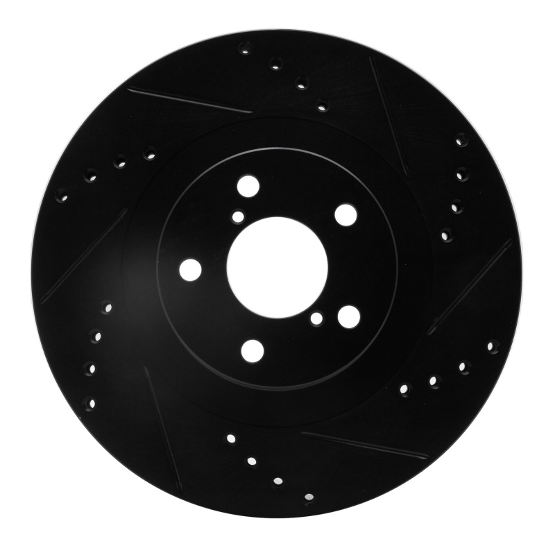 R1 01-08 Saab 9-2X Front Right Drilled & Slotted Black Brake Rotor