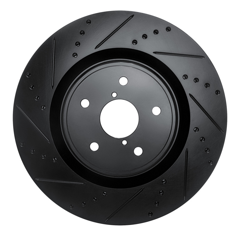 R1 18-25 Subaru WRX Front Left Drilled & Slotted Black Brake Rotor