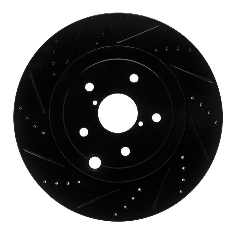 R1 18-25 Subaru WRX Rear Left Drilled & Slotted Black Brake Rotor