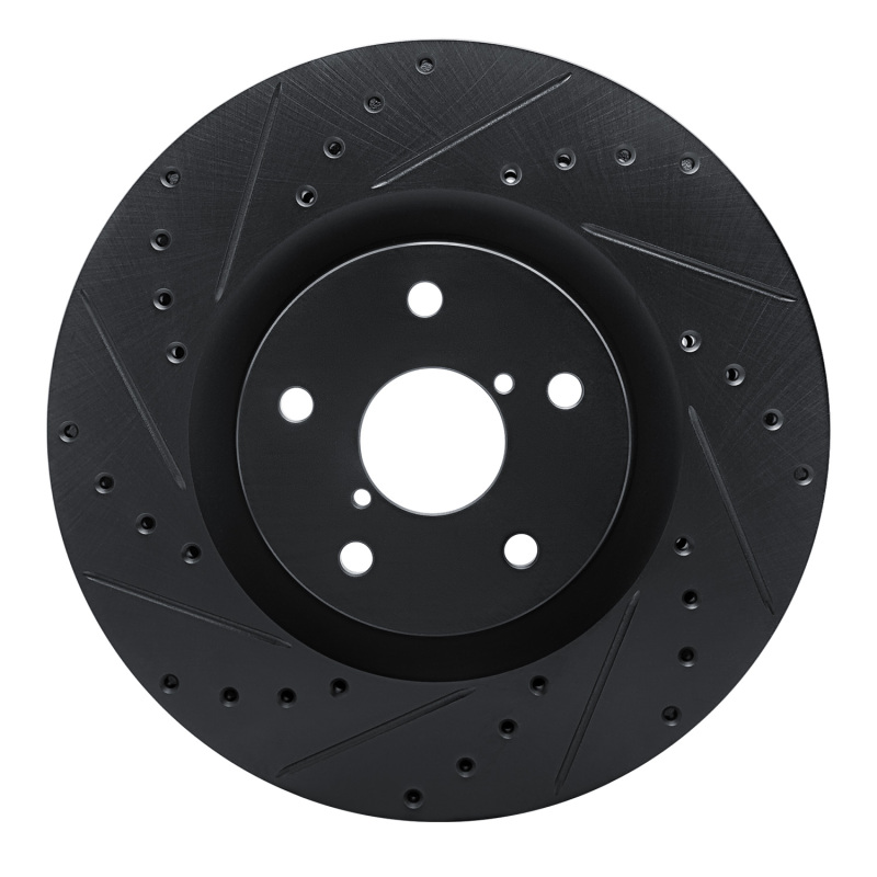 R1 -23 Subaru Ascent Front Left Drilled & Slotted Black Brake Rotor