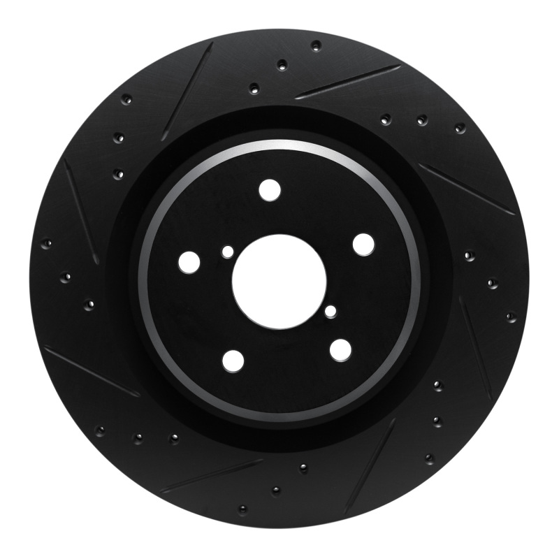 R1 -25 Subaru Ascent Rear Left Drilled & Slotted Black Brake Rotor