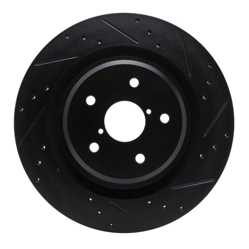 R1 -25 Subaru Ascent Rear Right Drilled & Slotted Black Brake Rotor