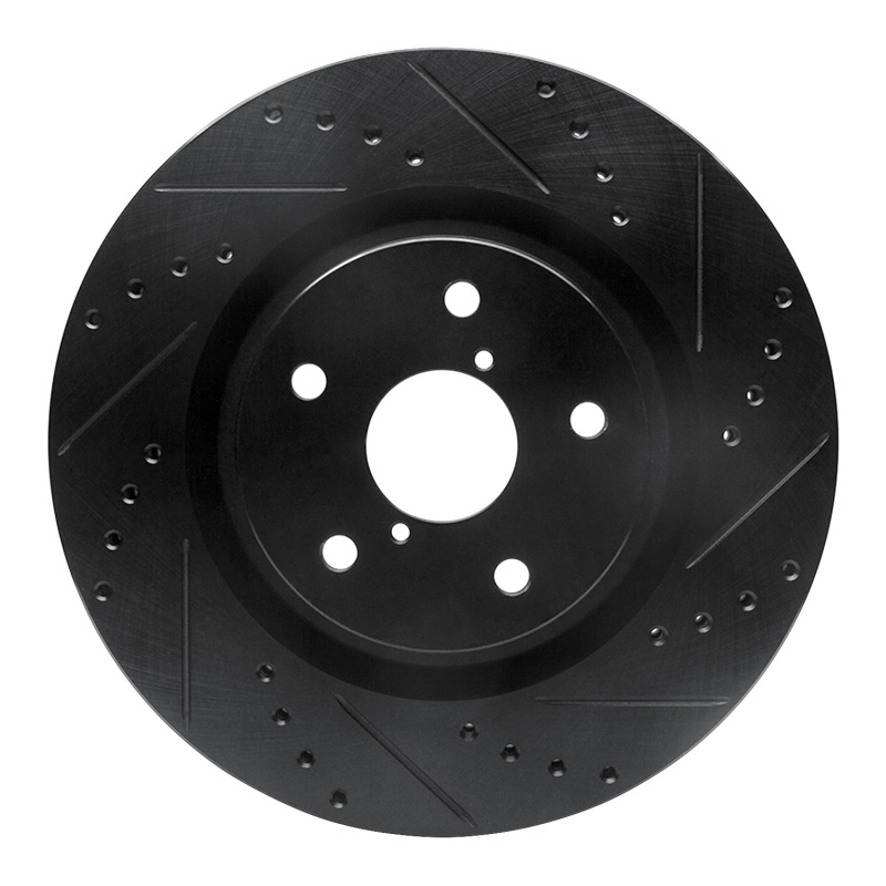 R1 -24 Subaru Forester Front Right Drilled & Slotted Black Brake Rotor