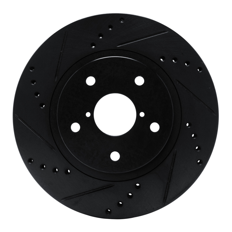 R1 -24 Subaru Forester Front Left Drilled & Slotted Black Brake Rotor