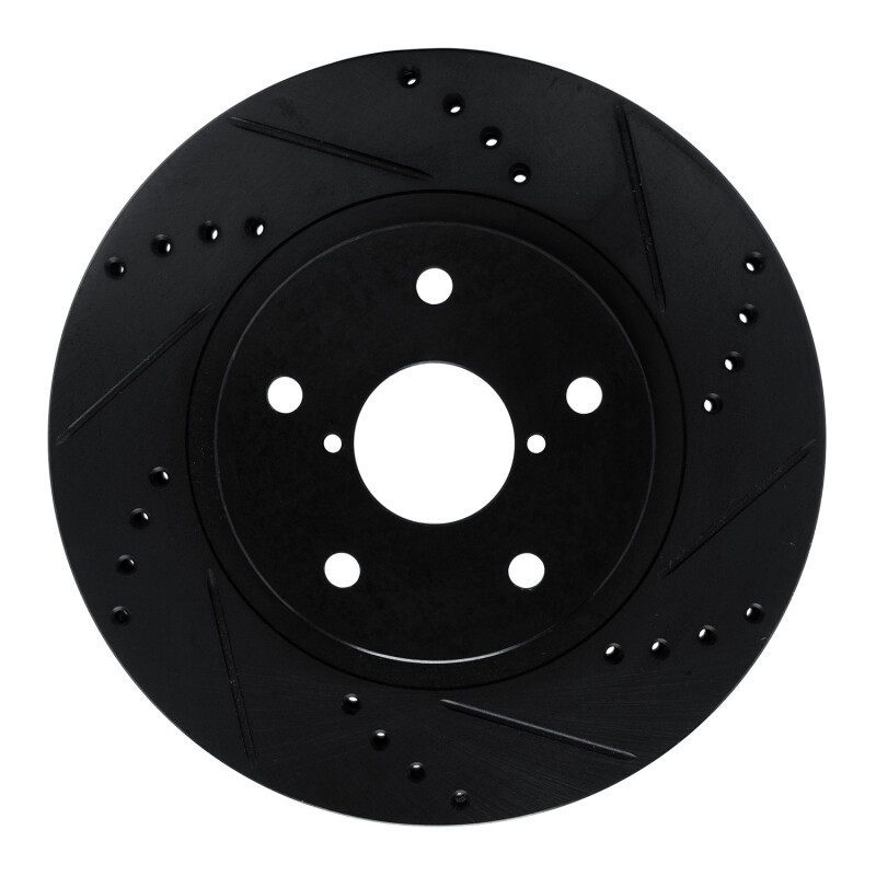 R1 -24 Subaru Forester Front Right Drilled & Slotted Black Brake Rotor