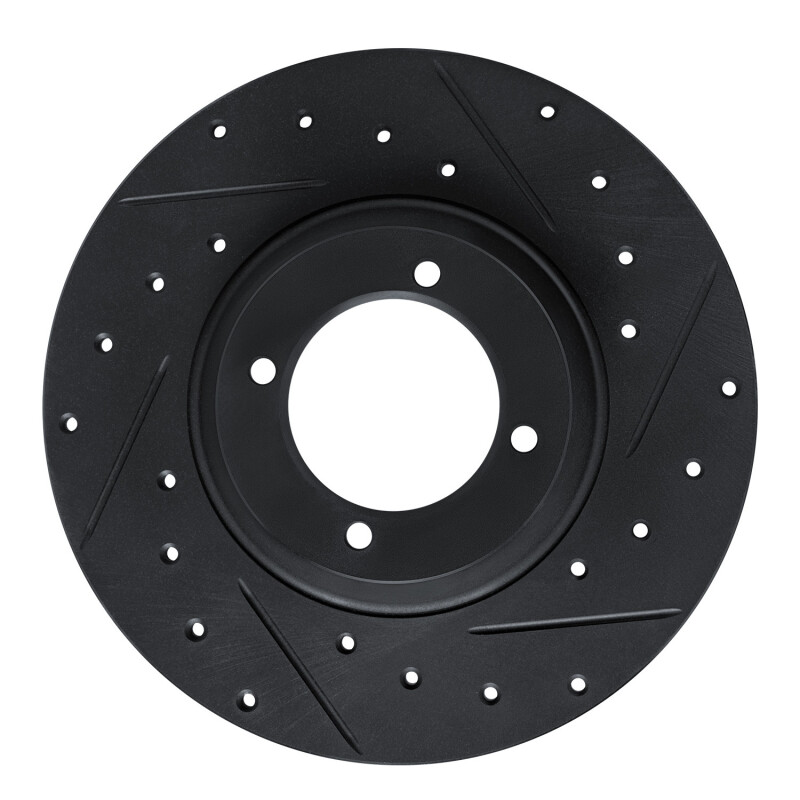 R1 61-76 Triumph TR250 Front Right Drilled & Slotted Black Brake Rotor